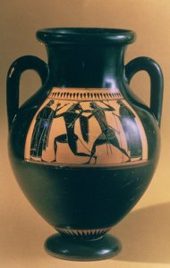 Attic Black Figure Amphora Depicting Theseus and the Minotaur, c.540-30 BC by Greek
